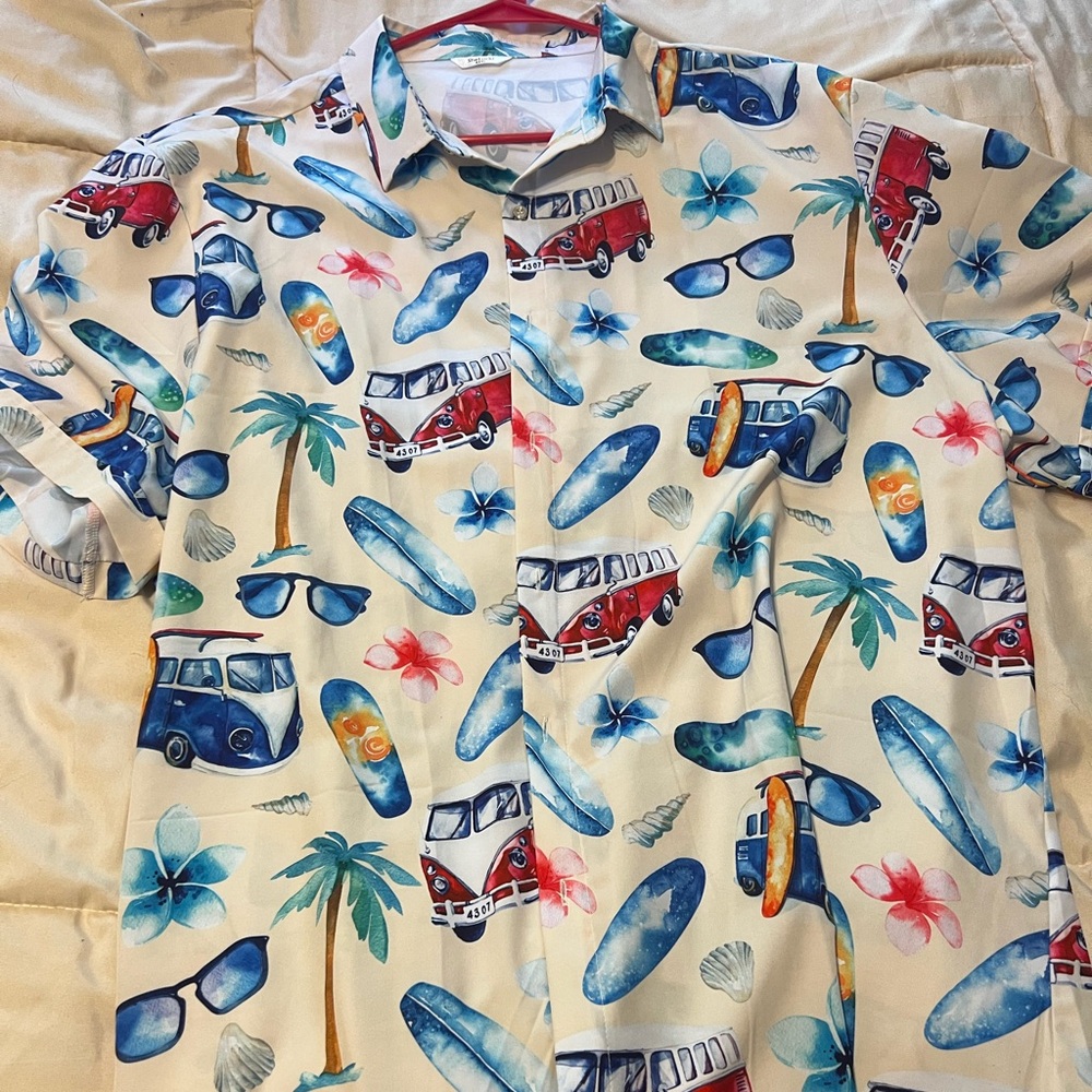 Tropical Print Casual Button Down Shirt